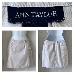 Ann Taylor Khaki Cotton Cargo Skirt